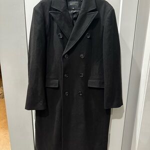 Braveman Men's Classic Black Longer Length Wool Coat
